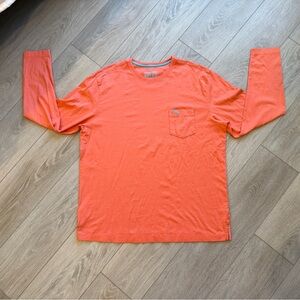 Tommy Bahama Men’s L Long Sleeve Pima Cotton Pocket T-Shirt Coral Orange